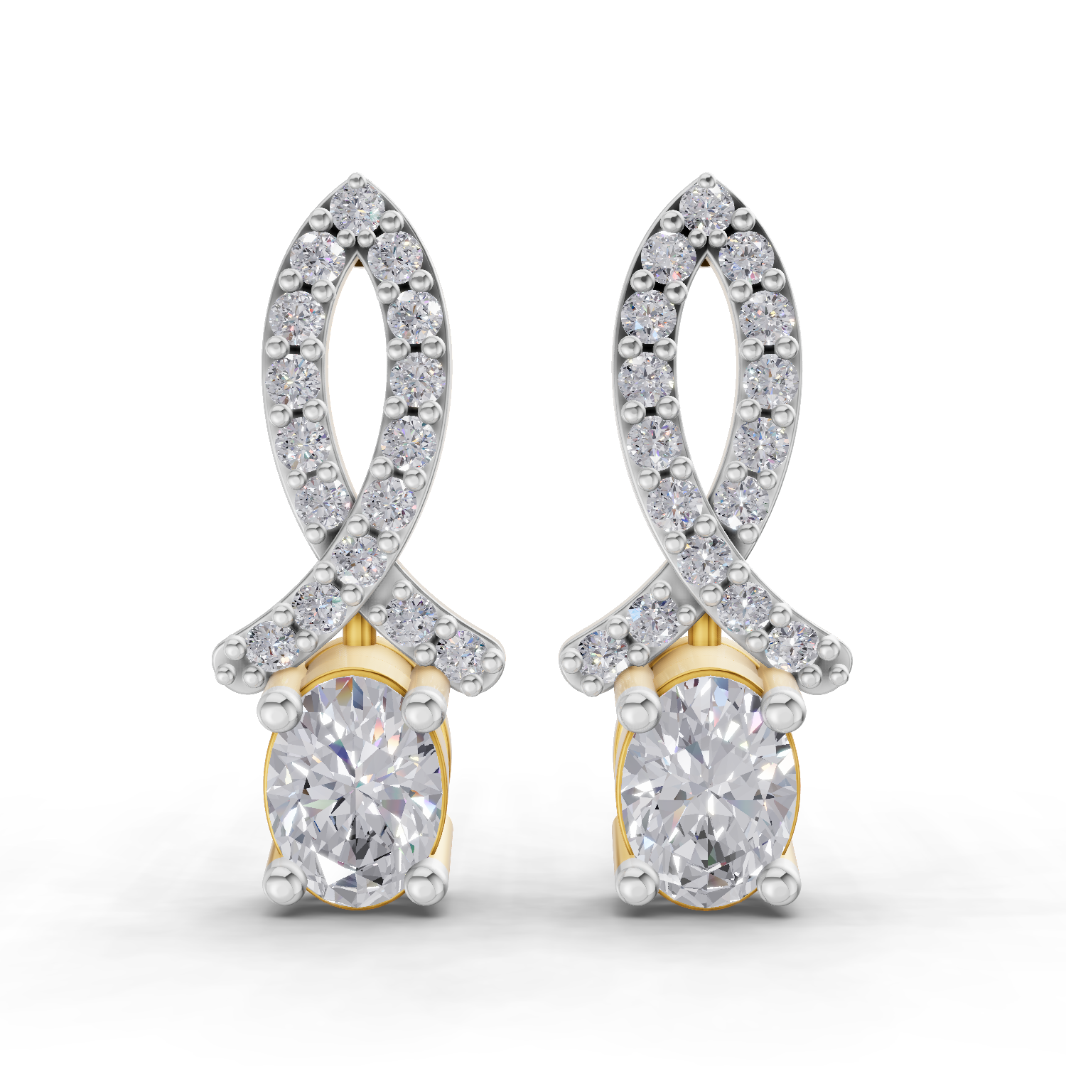 1.11 Carat Sparkleaf Oval Studs Earrings 14K