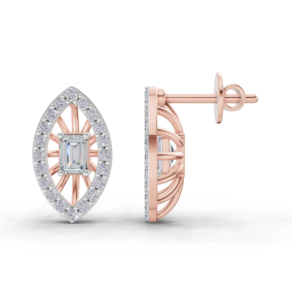 0.91 Carat Marquise Halo Grace Earrings 14K - Rose Gold