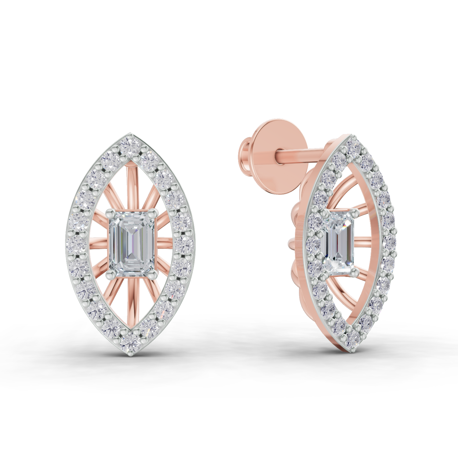 0.91 Carat Marquise Halo Grace Earrings 14K - Rose Gold