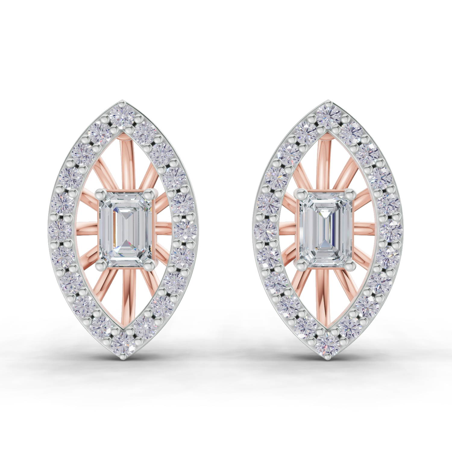 0.91 Carat Marquise Halo Grace Earrings 14K - Rose Gold