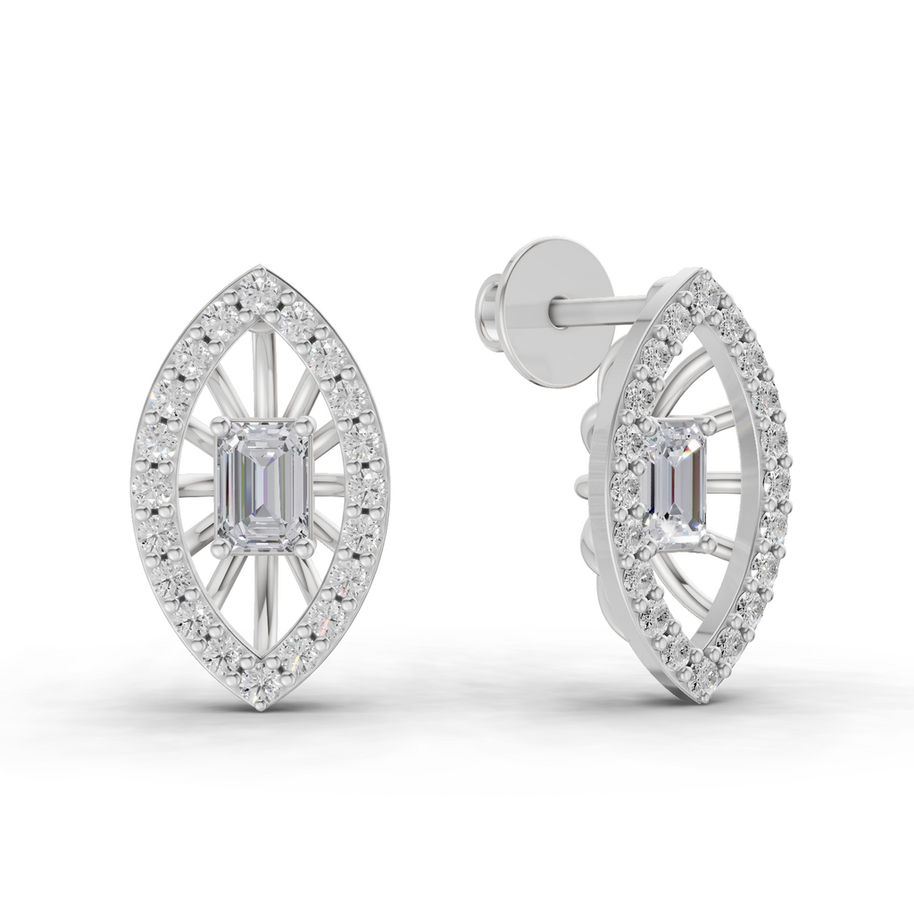 0.91 Carat Marquise Halo Grace Earrings 14K - White Gold