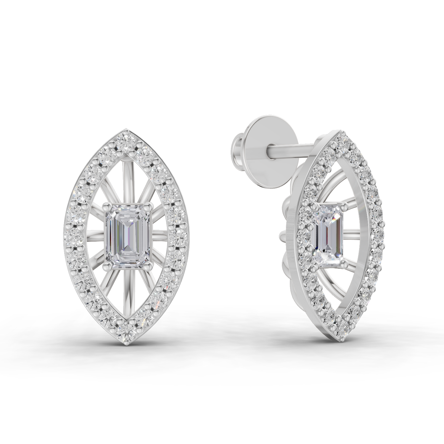 0.91 Carat Marquise Halo Grace Earrings 14K - White Gold