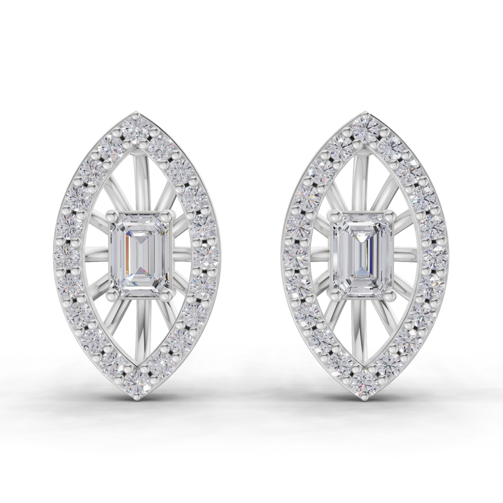 0.91 Carat Marquise Halo Grace Earrings 14K - White Gold