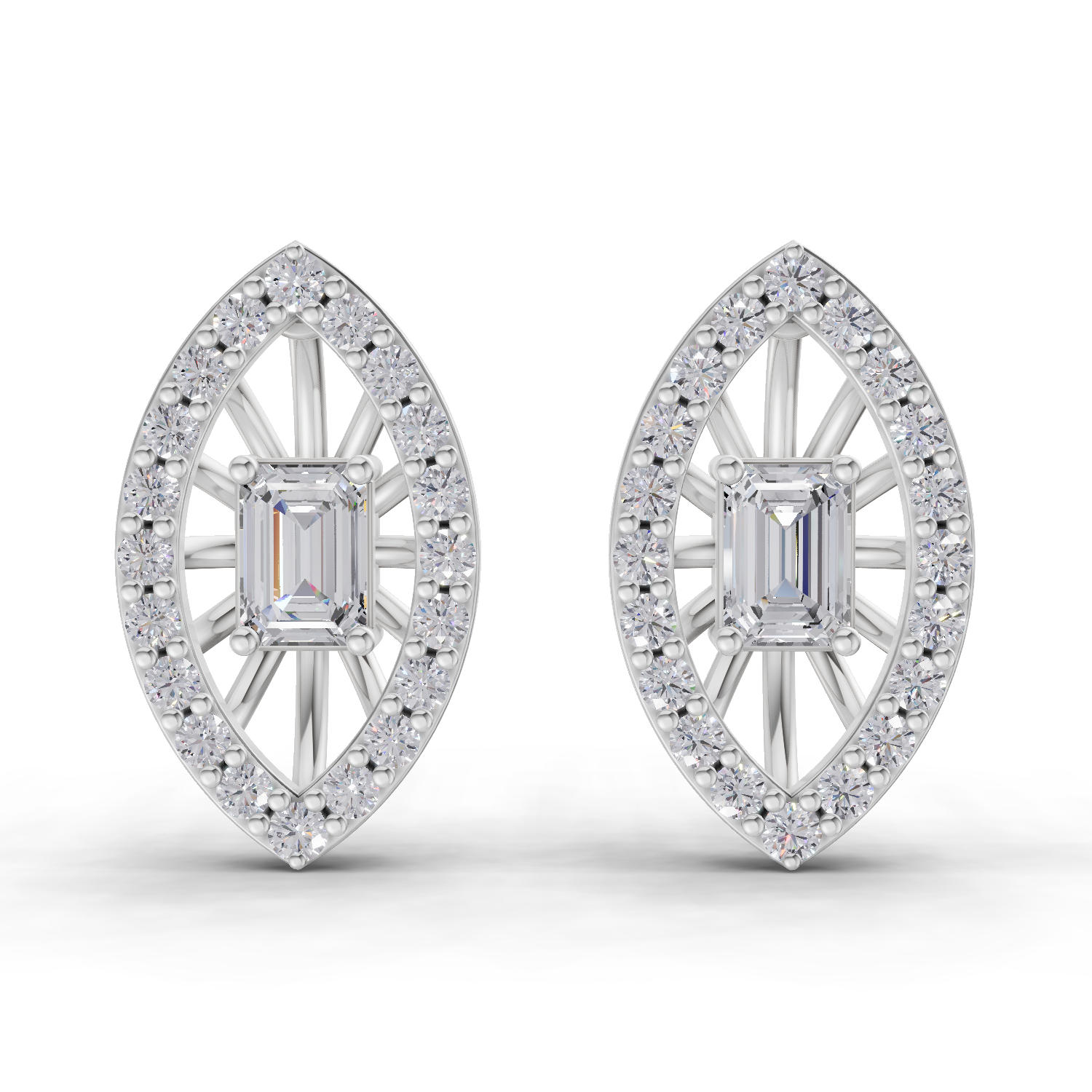 0.91 Carat Marquise Halo Grace Earrings 14K - White Gold