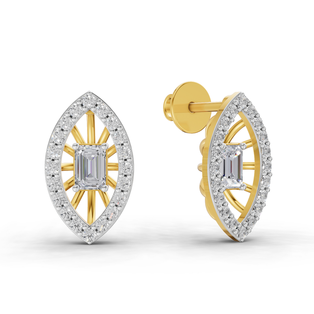 0.91 Carat Marquise Halo Grace Earrings 14K