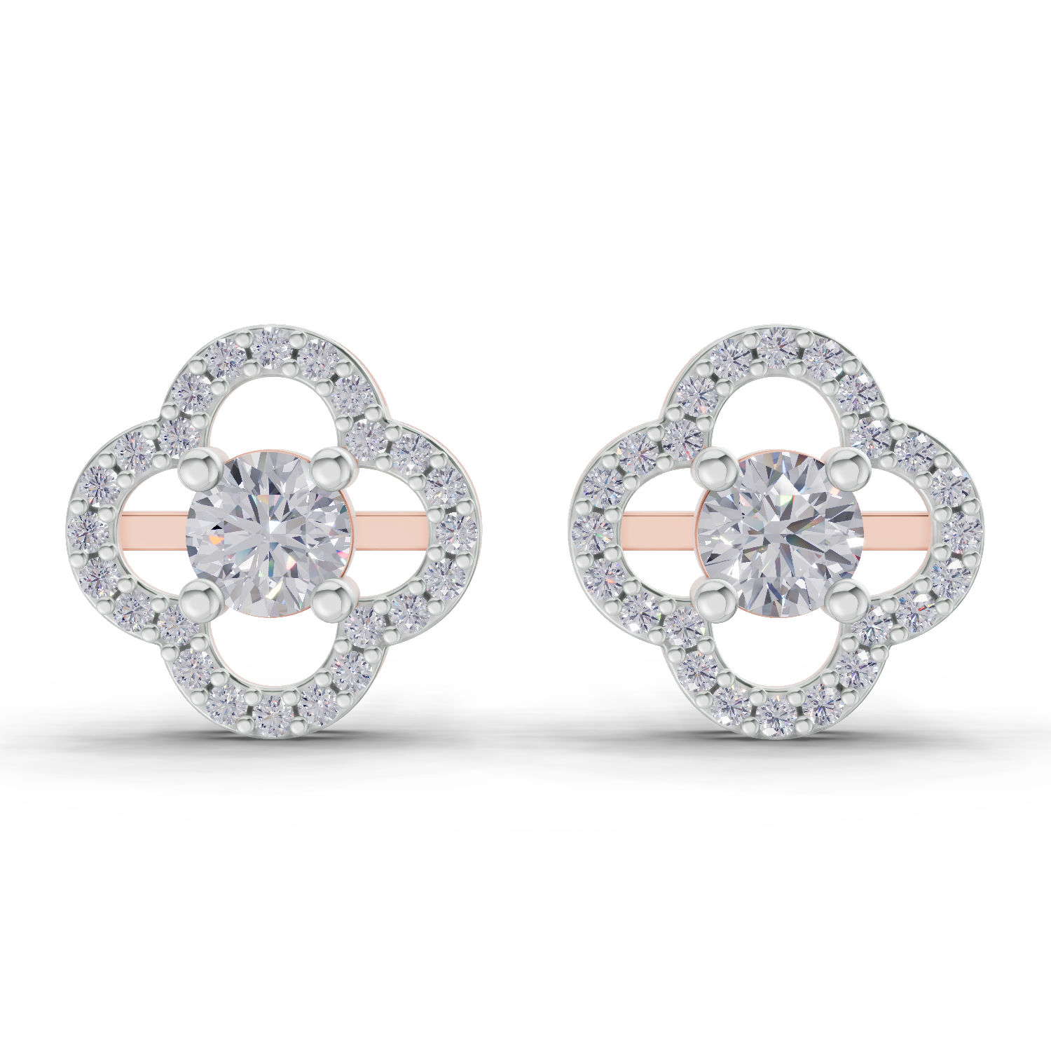 1.28 Carat Celestia Quatrefoil Studs Earrings 14K - Rose Gold