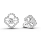1.28 Carat Celestia Quatrefoil Studs Earrings 14K - White Gold