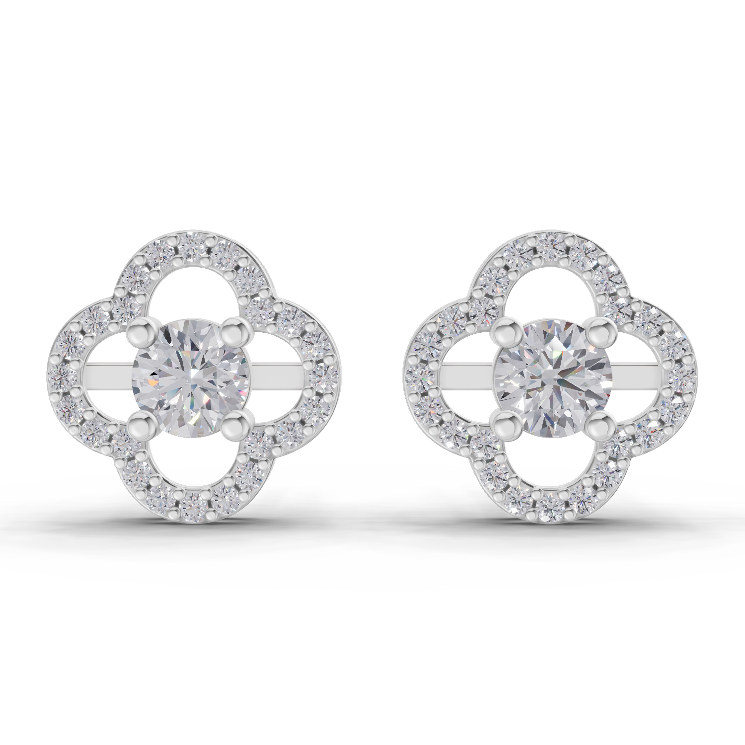 1.28 Carat Celestia Quatrefoil Studs Earrings 14K - White Gold