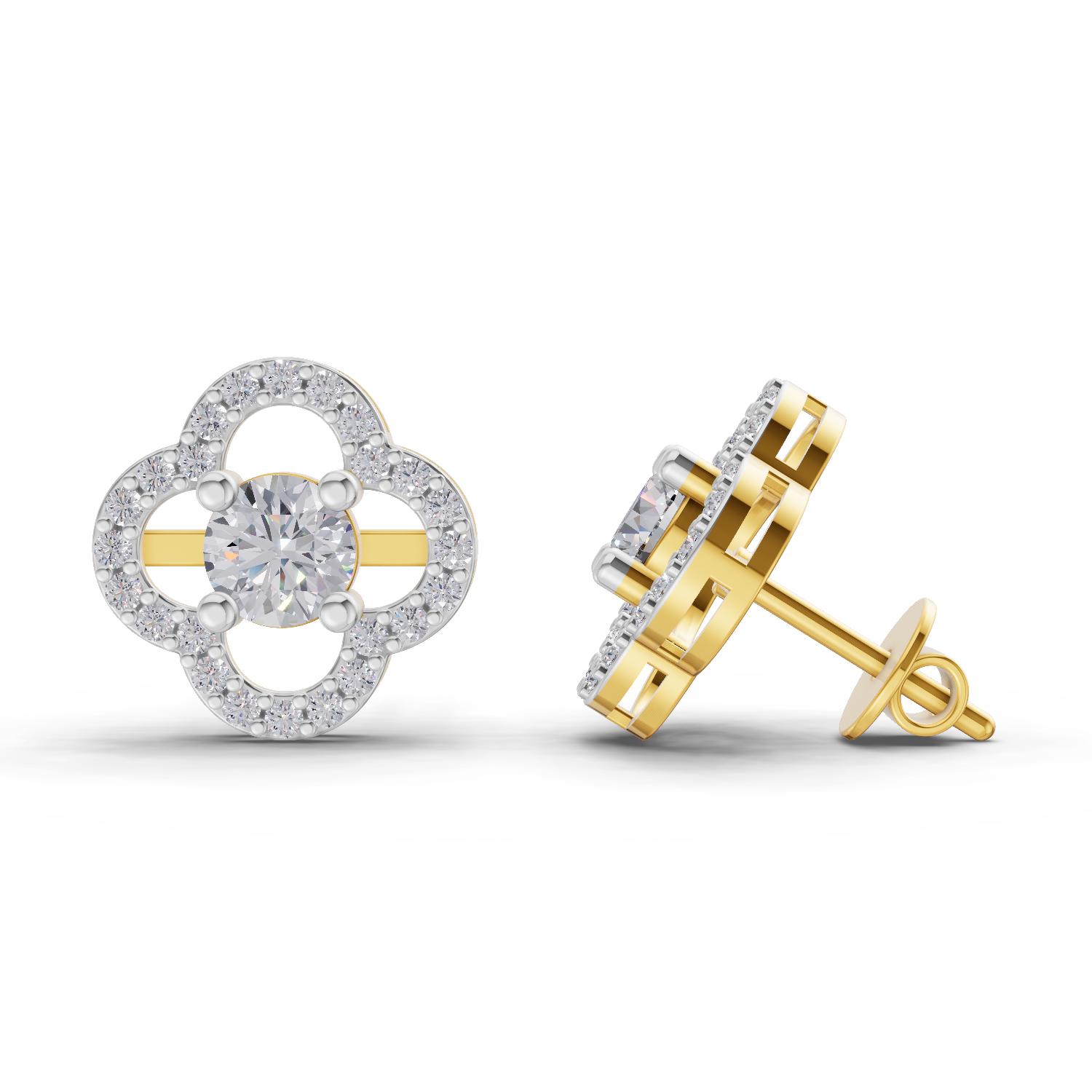1.28 Carat Celestia Quatrefoil Studs Earrings 14K