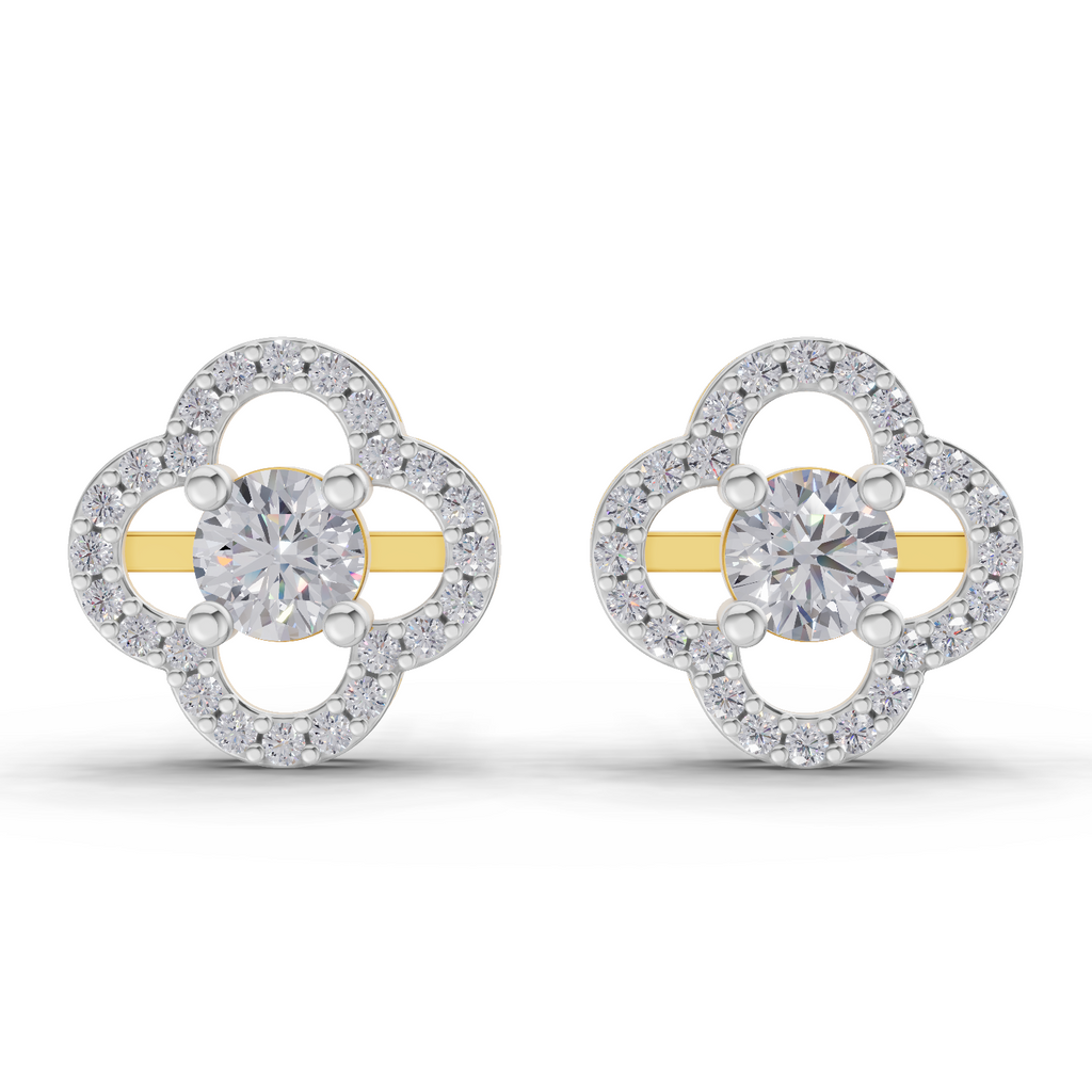 1.28 Carat Celestia Quatrefoil Studs Earrings 14K