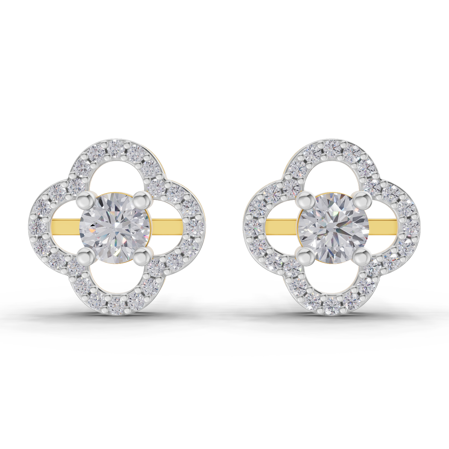 1.28 Carat Celestia Quatrefoil Studs Earrings 14K