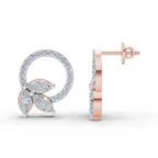1.74 Carat Marquise Leaf Circle Studs Earrings 14K - Rose Gold