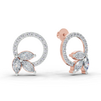 1.74 Carat Marquise Leaf Circle Studs Earrings 14K - Rose Gold