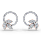 1.74 Carat Marquise Leaf Circle Studs Earrings 14K - Rose Gold