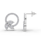 1.74 Carat Marquise Leaf Circle Studs Earrings 14K - White Gold