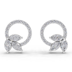 1.74 Carat Marquise Leaf Circle Studs Earrings 14K - White Gold