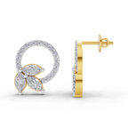 1.74 Carat Marquise Leaf Circle Studs Earrings 14K