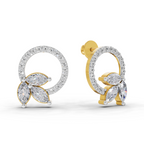 1.74 Carat Marquise Leaf Circle Studs Earrings 14K