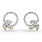 1.74 Carat Marquise Leaf Circle Studs Earrings 14K