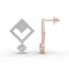 1.58 Carat Classic Square Drop Studs Earrings 14K - Rose Gold