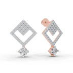 1.58 Carat Classic Square Drop Studs Earrings 14K - Rose Gold