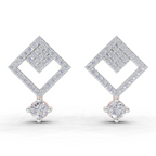 1.58 Carat Classic Square Drop Studs Earrings 14K - Rose Gold