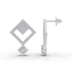 1.58 Carat Classic Square Drop Studs Earrings 14K - White Gold