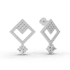 1.58 Carat Classic Square Drop Studs Earrings 14K - White Gold