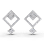 1.58 Carat Classic Square Drop Studs Earrings 14K - White Gold