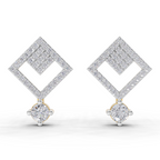 1.58 Carat Classic Square Drop Studs Earrings 14K