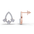 1.04 Carat Triple Pear Halo Studs Earrings 14K - Rose Gold
