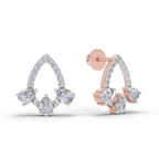 1.04 Carat Triple Pear Halo Studs Earrings 14K - Rose Gold