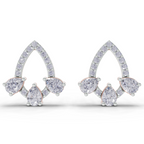 1.04 Carat Triple Pear Halo Studs Earrings 14K - Rose Gold