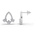 1.04 Carat Triple Pear Halo Studs Earrings 14K - White Gold