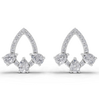 1.04 Carat Triple Pear Halo Studs Earrings 14K - White Gold