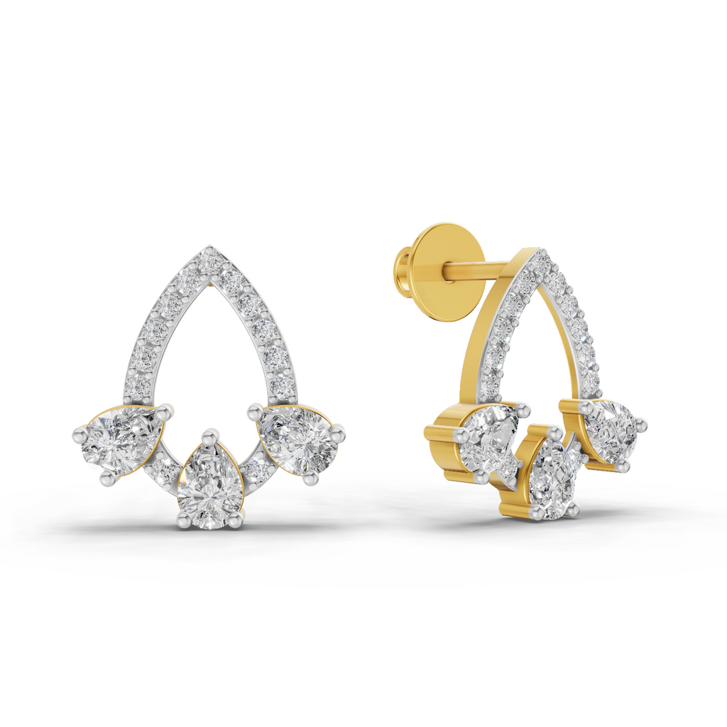 1.04 Carat Triple Pear Halo Studs Earrings 14K