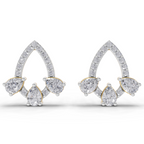 1.04 Carat Triple Pear Halo Studs Earrings 14K