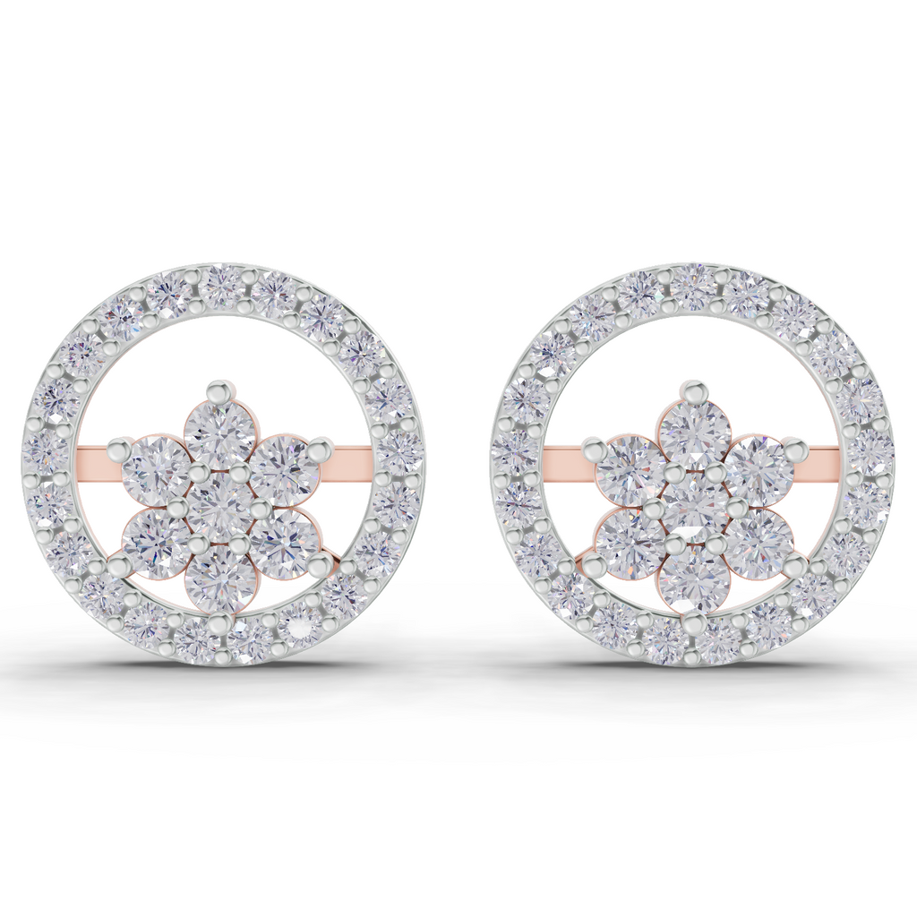 0.99 Carat HaloFlora Studs Earrings 14K - Rose Gold