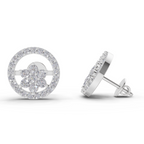 0.99 Carat HaloFlora Studs Earrings 14K - White Gold