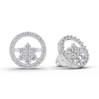 0.99 Carat HaloFlora Studs Earrings 14K - White Gold