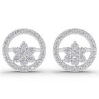 0.99 Carat HaloFlora Studs Earrings 14K - White Gold
