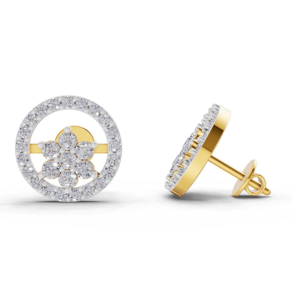 0.99 Carat HaloFlora Studs Earrings 14K
