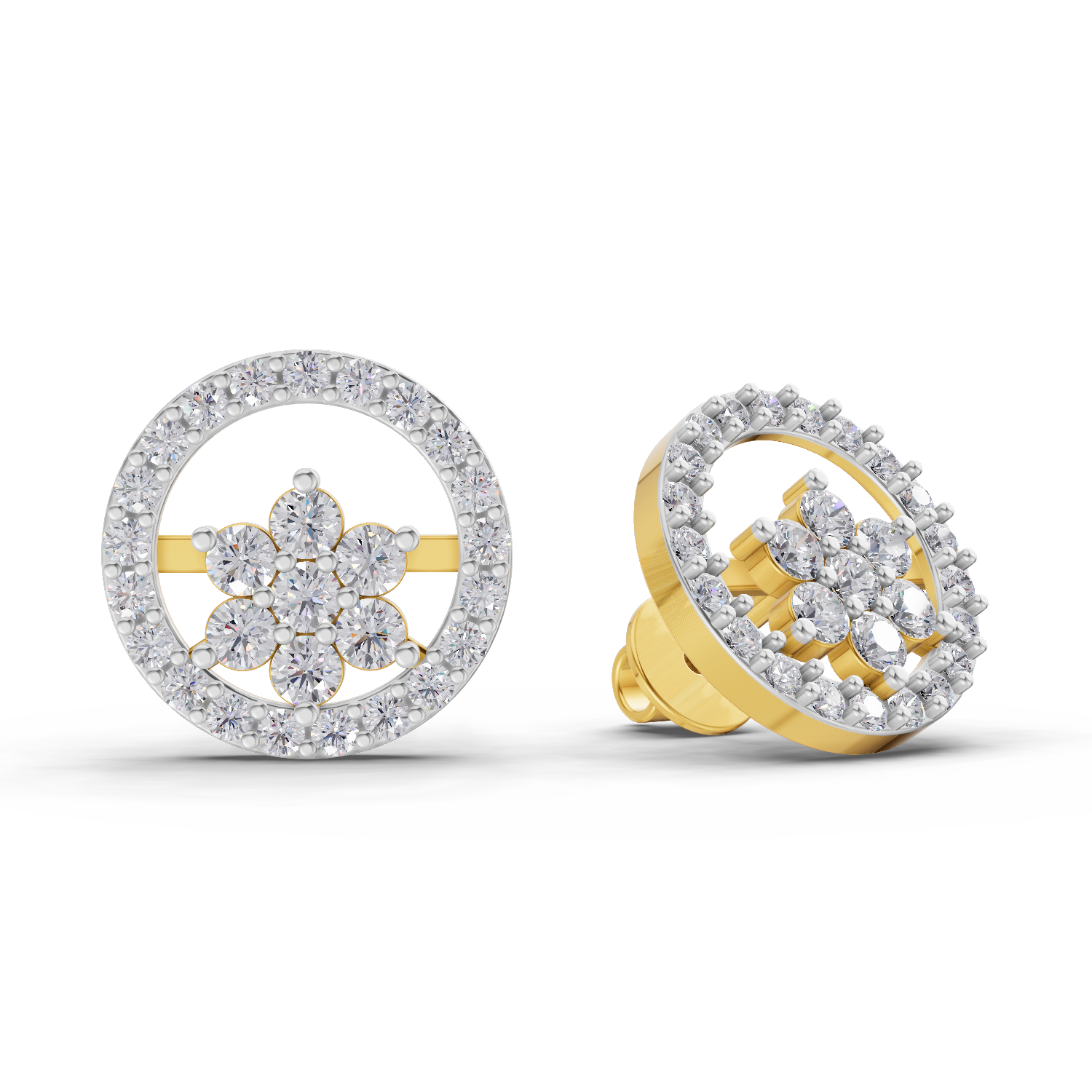 0.99 Carat HaloFlora Studs Earrings 14K