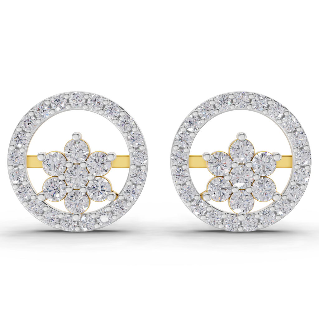 0.99 Carat HaloFlora Studs Earrings 14K