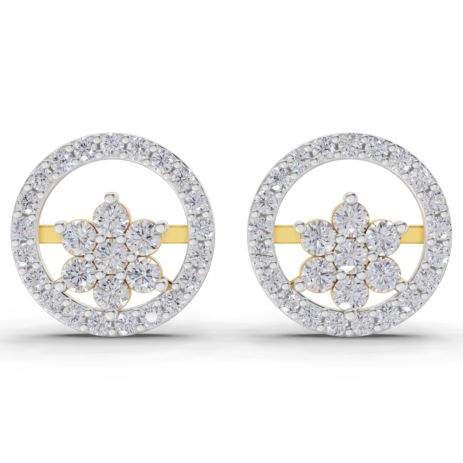 0.99 Carat HaloFlora Studs Earrings 14K