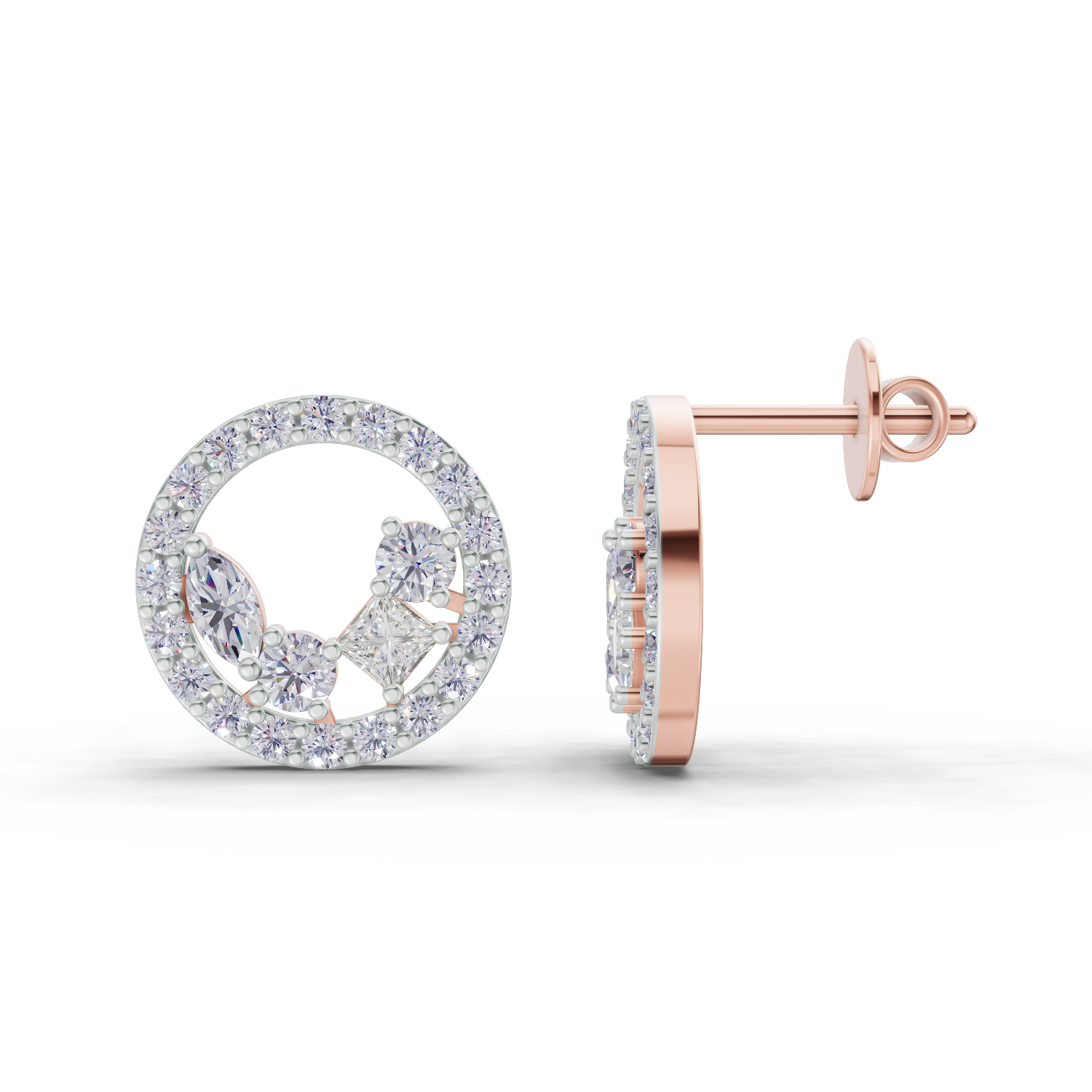 1.16 Carat Celeste Halo Studs Earrings 14K - Rose Gold