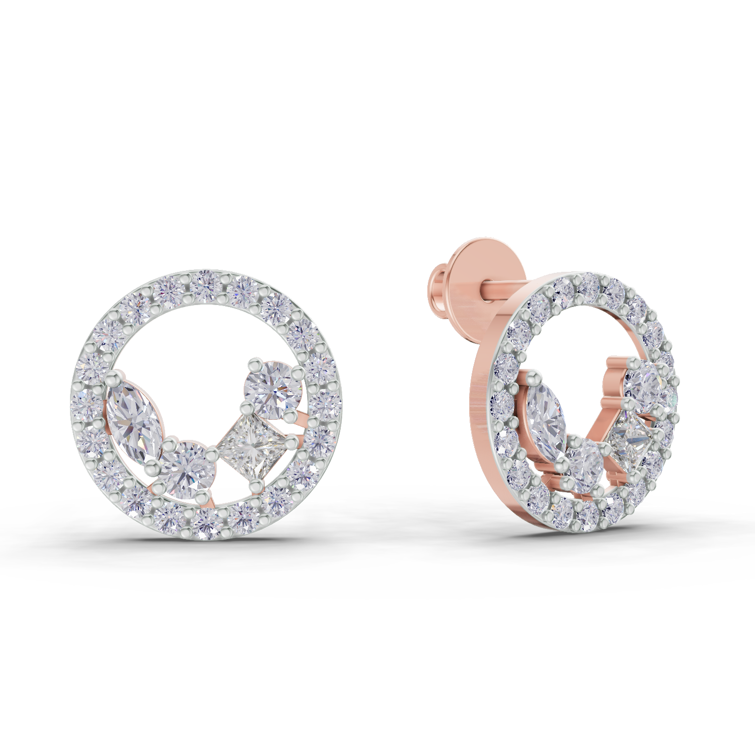 1.16 Carat Celeste Halo Studs Earrings 14K - Rose Gold
