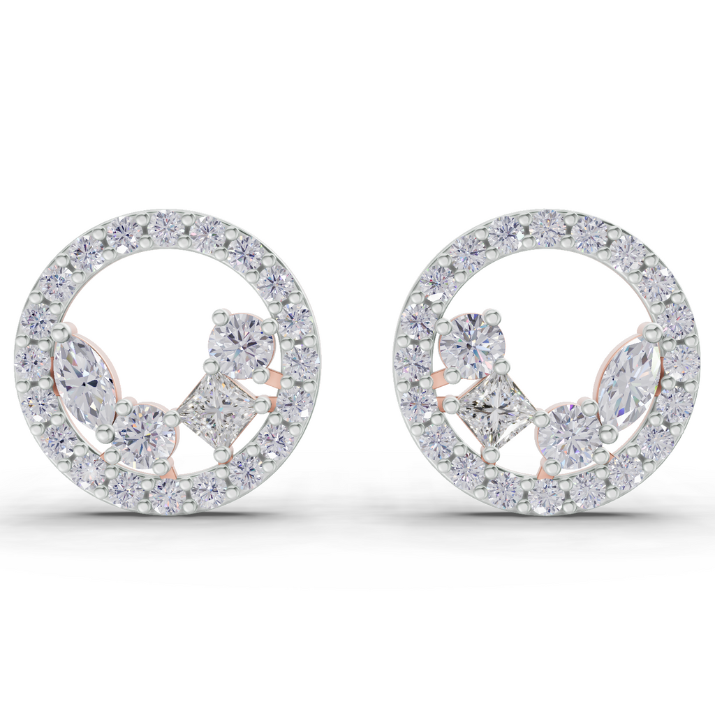 1.16 Carat Celeste Halo Studs Earrings 14K - Rose Gold