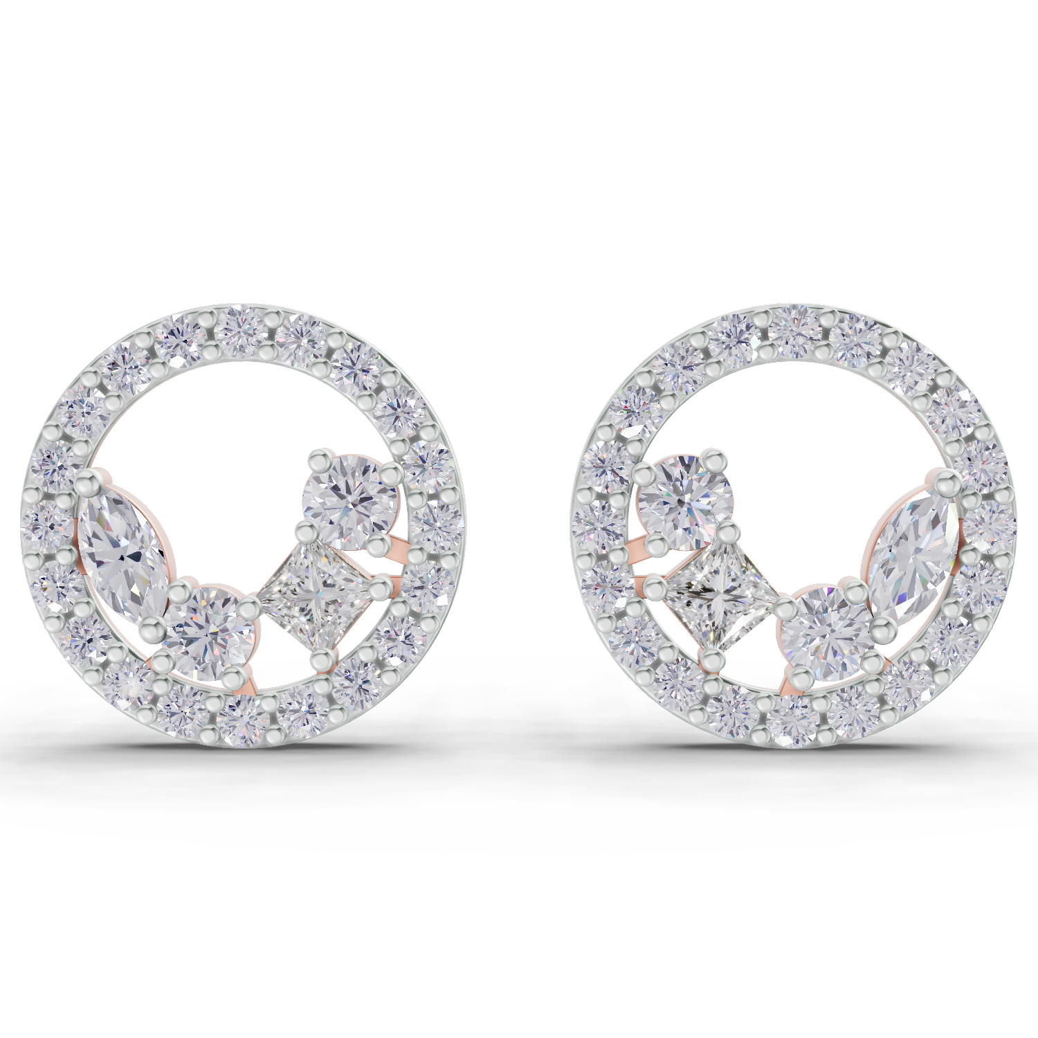 1.16 Carat Celeste Halo Studs Earrings 14K - Rose Gold