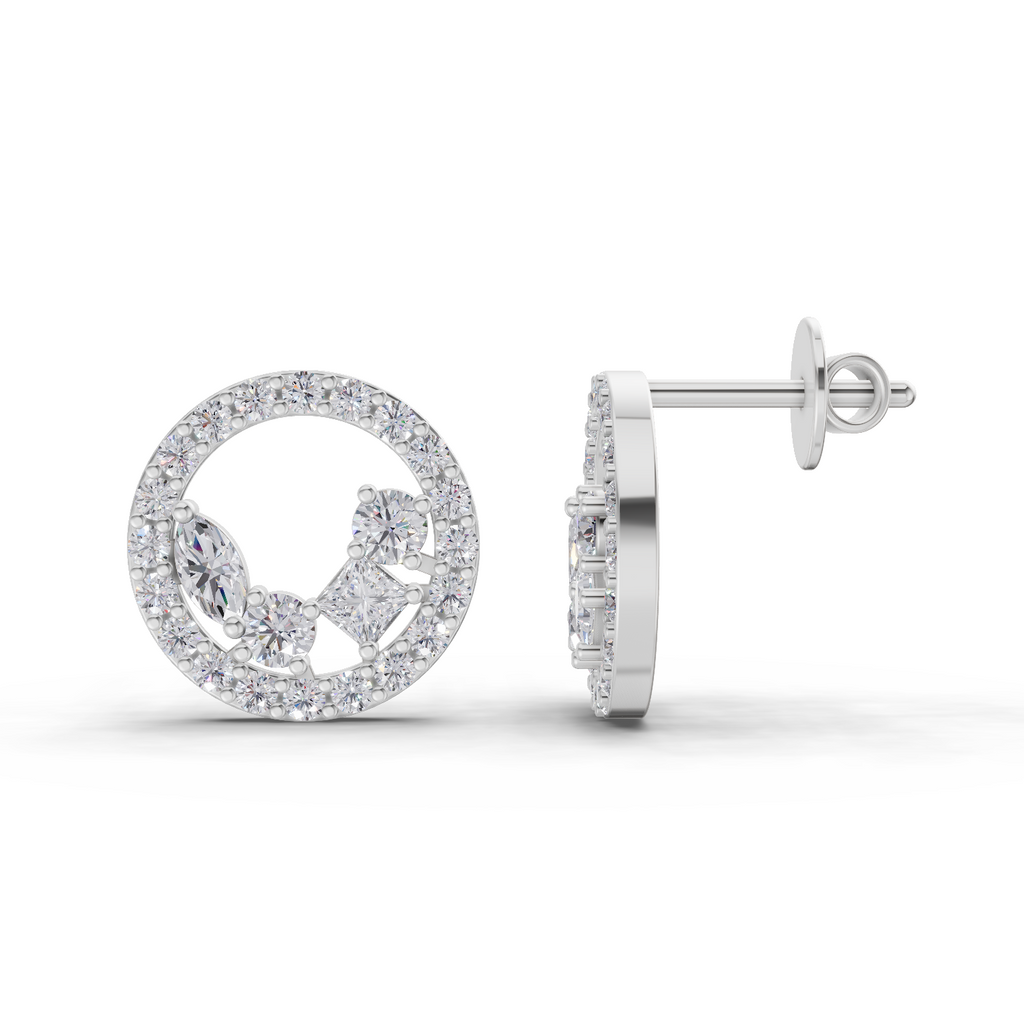 1.16 Carat Celeste Halo Studs Earrings 14K - White Gold